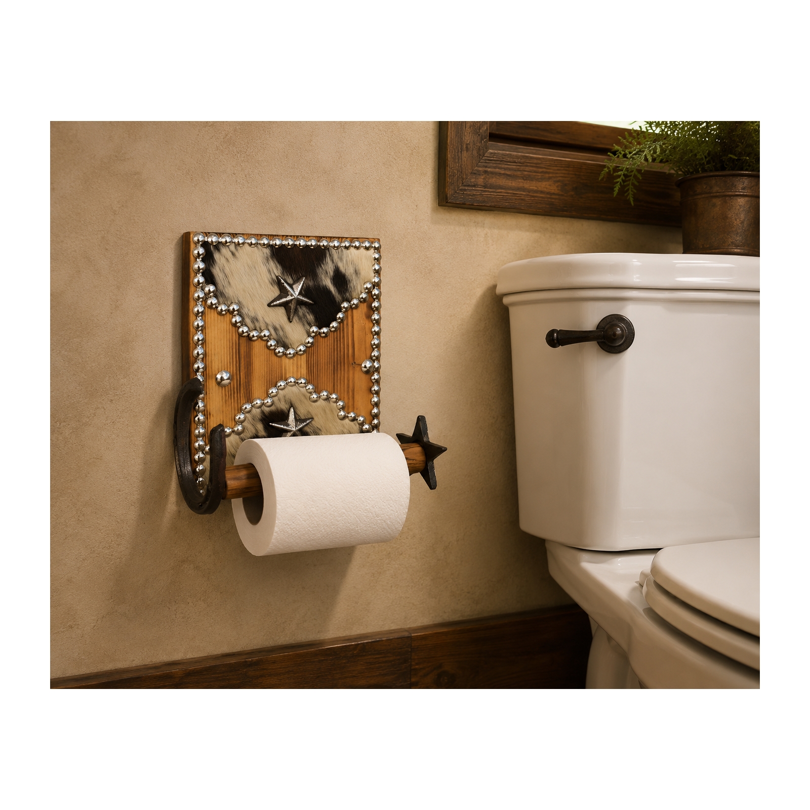Western Cowhide Wall Toilet Paper Holder